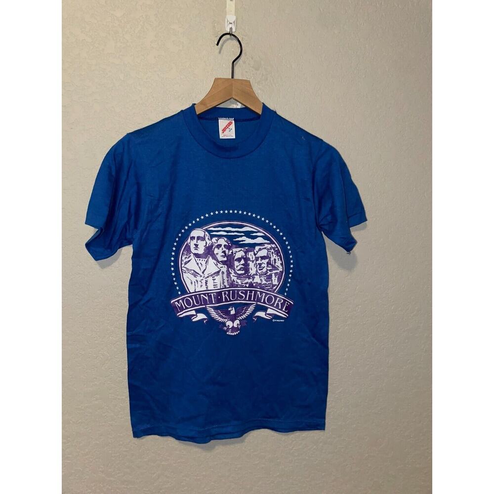 Vintage Mount Rushmore Shirt Destination President Blue Tee 90s VTG S Small 1991